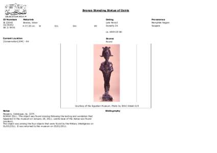 Bronze Standing Statue of Osiris  ID Numbers JECGSR