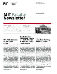 MIT Faculty Newsletter, Vol. XXIV No. 2, November/December 2011