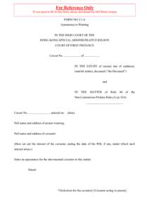 For Reference Only If you need to fill in this form, please download the MS Word version FORM NO. C1.4 Appearance to Warning IN THE HIGH COURT OF THE HONG KONG SPECIAL ADMINISTRATIVE REGION