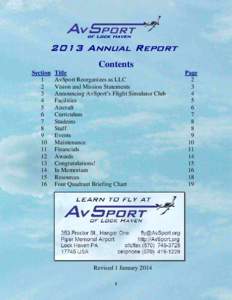 of Lock Haven[removed]Annual Report Contents Section 1