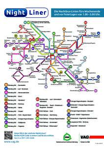 Die Nachtbus-Linien fürs Wochenende und vor Feiertagen von 1.00 – 5.00 Uhr. Erlangen Hugenottenplatz N10 N20 N17