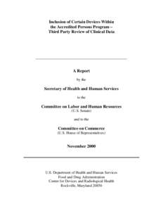 Inclusion of Certain Devices Within the Accredited Persons Program – Third Party Review of Clinical Data _________________________________________________