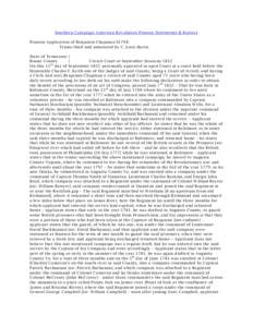 Southern Campaign American Revolution Pension Statements & Rosters Pension Application of Benjamin Chapman S1798 Transcribed and annotated by C. Leon Harris State of Tennessee } Roane County }