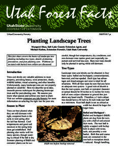 Urban/Community Forestry  NR/FF/017 pr Planting Landscape Trees Margaret Shao, Salt Lake County Extension Agent, and