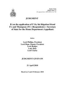 R (on the application of F (by his litigation friend F)) and Thompson (FC) (Respondents) v Secretary of State for the Home Department (Appellant)