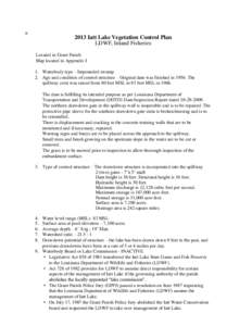 a[removed]Iatt Lake Vegetation Control Plan LDWF, Inland Fisheries Located in Grant Parish Map located in Appendix I