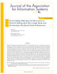 Journal of the Association for Information  Research Article Four Guiding Principles for Research on Evolved Information Processing Traits and