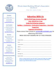 Rhode Island Building Official’s Association www.riboa.net PO Box 1246 – Coventry, RI[removed]___________________________________________________________  President