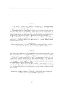 RESUMEN En este artículo el autor reflexiona, basado en la teoría política de Carl Schmitt, sobre el conflicto peruano - chileno respecto de las provincias de Tacna-Arica y Tarapacá durante la