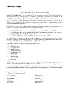 Communication / Forward-looking statement / Husky Energy / Business / Canada / Economy of Canada / S&P/TSX Composite Index / Business law