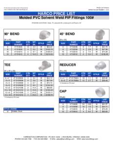 PRICE LIST PIP0914  For the most up-to-date version of this price list, visit our website at http://www.harcofittings.com  EFFECTIVE SEPTEMBER 1, 2014