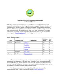 Geography of Arizona / Crane Flat Campground / Prescott National Forest / Backpacking / Campsite / Property law