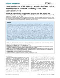 The Contribution of RNA Decay Quantitative Trait Loci to Inter-Individual Variation in Steady-State Gene Expression Levels Athma A. Pai1*, Carolyn E. Cain1, Orna Mizrahi-Man1, Sherryl De Leon2, Noah Lewellen2, JeanBaptis