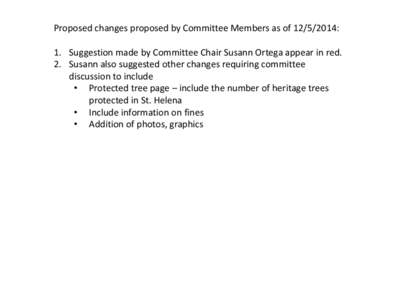 Proposed changes proposed by Committee Members as of[removed]: 1. Suggestion made by Committee Chair Susann Ortega appear in red. 2. Susann also suggested other changes requiring committee discussion to include • Prot