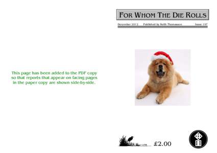 For Whom The Die Rolls #197 - December 2012