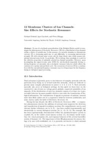 LNCS[removed]Membrane Clusters of Ion Channels: Size Effects for Stochastic Resonance