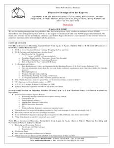 Three-Part Telephone Seminar:  Physician Immigration for Experts Speakers: with Jan Pederson (Discussion Leader), Bob Aronson, Eleanor Fitzpatrick, Jennifer Minear, Brian Schmitt, Greg Siskind, Barry Walker and others to