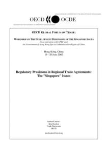 OECD GLOBAL FORUM ON TRADE: WORKSHOP ON THE DEVELOPMENT DIMENSIONS OF THE SINGAPORE ISSUES in co-operation with APEC and the Government of Hong Kong Special Administrative Region of China  Hong Kong, China