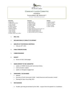 C OMMUNITY L IAISON C OMMITTEE AGENDA TUESDAY MARCH 18, 2014 6:30 pm CLC OFFICE – WHITE MOUNTAIN ACADEMY Committee