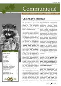 AutumnCommunique News and Information from the Fur Institute of Canada  Chairman’s Message