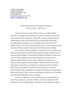 Geoffrey Galt Harpham President and Director National Humanities Center 7 Alexander Drive Research Triangle Park, NC[removed]removed]