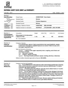 L. M. SCOFIELD COMPANY 6533 BANDINI BLVD. • LOS ANGELES, CALIFORNIASCOFIELD ROAD • DOUGLASVILLE, GEORGIAMATERIAL SAFETY DATA SHEET and WARRANTY A764 Rev