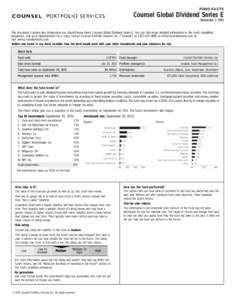 FUND FACTS  Counsel Global Dividend Series E November 1, 2013