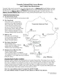 Yosemite National Park Access Routes