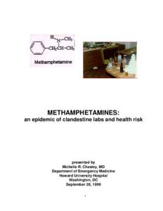 METHAMPHETAMINES: an epidemic of clandestine labs and health risk presented by Michelle R. Chesley, MD Department of Emergency Medicine