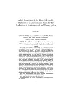 A full description of the Three-ME model: Multi-sector Macroeconomic Model for the Evaluation of Environmental and Energy policy[removed]
