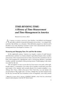 TIME-BINDING TIME  9 TIME-BINDING TIME: A History of Time-Measurement