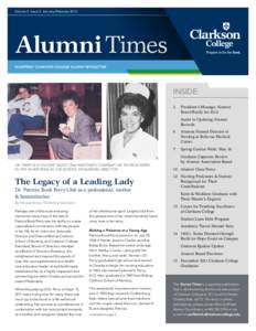 Volume 3 Issue 3 January/February[removed]Alumni Times Quarterly Clarkson College Alumni Newsletter  Inside: