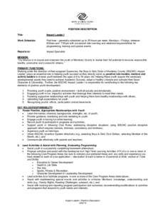 BOYS & GIRLS CLUBS OF MONTEREY COUNTY POSITION DESCRIPTION Title: