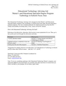 EdTech Technology in Schools Focus Area Advising Aid Page 1 of 11 Rev[removed]Educational Technology Advising Aid Master’s and Educational Specialist Degree Program