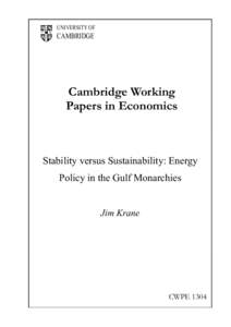 UNIVERSITY OF  CAMBRIDGE Cambridge Working Papers in Economics