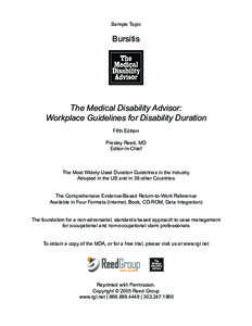 Sample Topic  Bursitis The Medical Disability Advisor: Workplace Guidelines for Disability Duration
