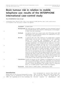 Medicine / Electronic engineering / Glioma / Meningioma / Mobile telephony / Mobile phone / Telephone call / Mobile phone radiation and health / Mobile telecommunications / Technology / Brain tumor