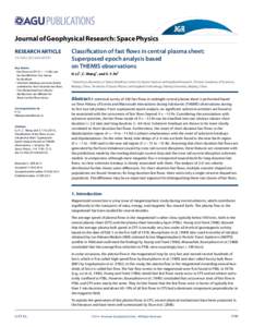 Journal of Geophysical Research: Space Physics RESEARCH ARTICLE[removed]2014JA020105 Key Points: • Fast ﬂows in CPS (X > −15 Re) can be classiﬁed into two classes