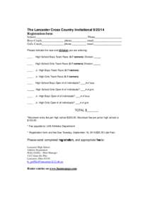 2014 Lancaster Bob Reall Cross Country Invitational Registration Form _2_