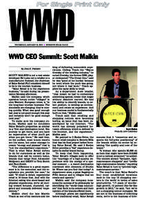 WwD thursday, january 10, 2013 ■ Women’s Wear Daily WWD CEO Summit: Scott Malkin By Jean E. Palmieri