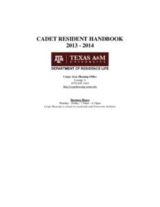 CADET RESIDENT HANDBOOK[removed]Corps Area Housing Office Lounge A[removed]