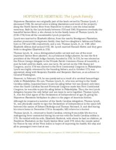 National Register of Historic Places in Georgetown County /  South Carolina / Hopsewee / Thomas Lynch Jr. / Georgetown /  South Carolina / Thomas Lynch / Santee / Lynch / Thomas Heyward Jr. / North Santee /  South Carolina