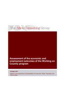 Assessment of the Economic and Employment Outcomes of the Working on Country Program
