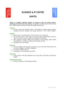 MINTEL  DATABASE GUIDE  BUSINESS & IP CENTRE