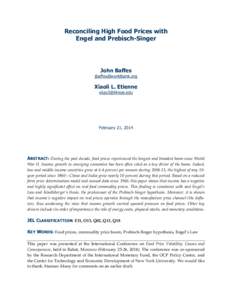 Reconciling High Food Prices with Engel and Prebisch-Singer by John Baffes and Xiaoli L. Etienne, February 21, 2014