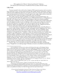 Web supplement for Wilson H. Kimnach and Kenneth P. Minkema, The Material and Social Practices of Intellectual Work: Jonathan Edwards’s Study Galley Proofs Treatises intended for the world, such as Freedom of Will, req
