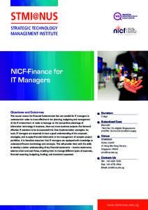 STMI@NUS STRATEGIC TECHNOLOGY MANAGEMENT INSTITUTE NICF-Finance for IT Managers