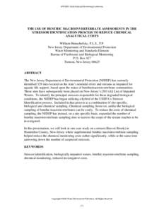 THE USE OF BENTHIC MACROINVERTEBRATE ASSESSMENTS IN THE STRESSOR IDENTIFICATION PROCESS TO REDUCE CHEMICAL ANALYTICAL COSTS