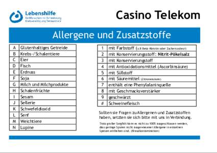 Casino Telekom Allergene und Zusatzstoffe A B C D