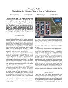 Transport / Parking / Multi-storey car park / SFpark / Occupancy grid mapping / Markov decision process / Reinforcement learning / Parking meter